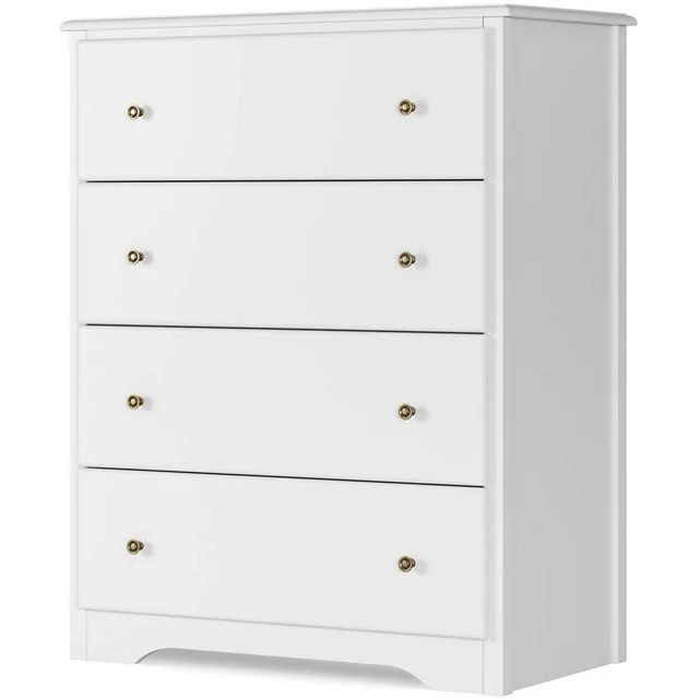 Homfa Dresser Chest, Modern Chest Organizer with 4 Drawers for Bedroom, White Finish | Walmart (US)
