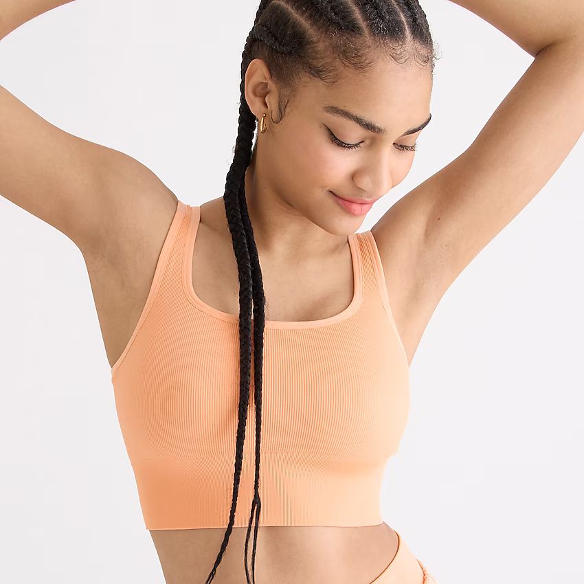 SculptStretch squareneck longline ribbed sports bra | J.Crew US