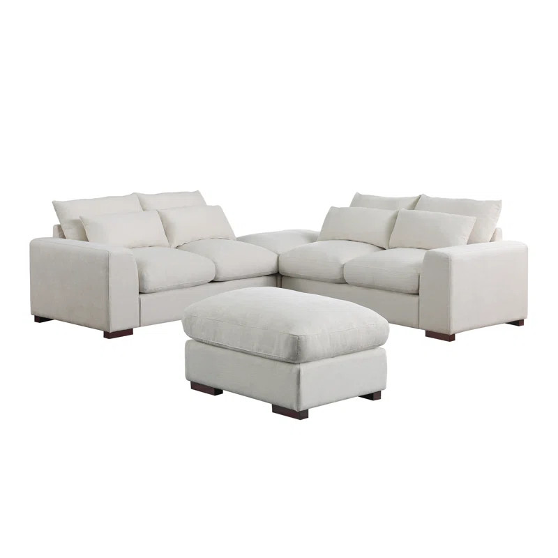 Tatman Linen Blend Sectional with 2 Ottomans | Wayfair North America