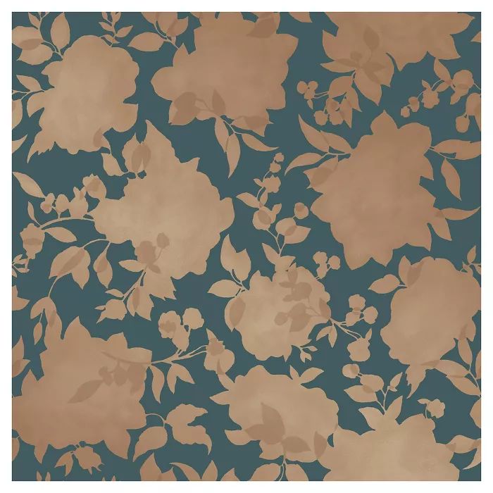 Tempaper Silhouette Removable Wallpaper Peacock Blue/Copper | Target
