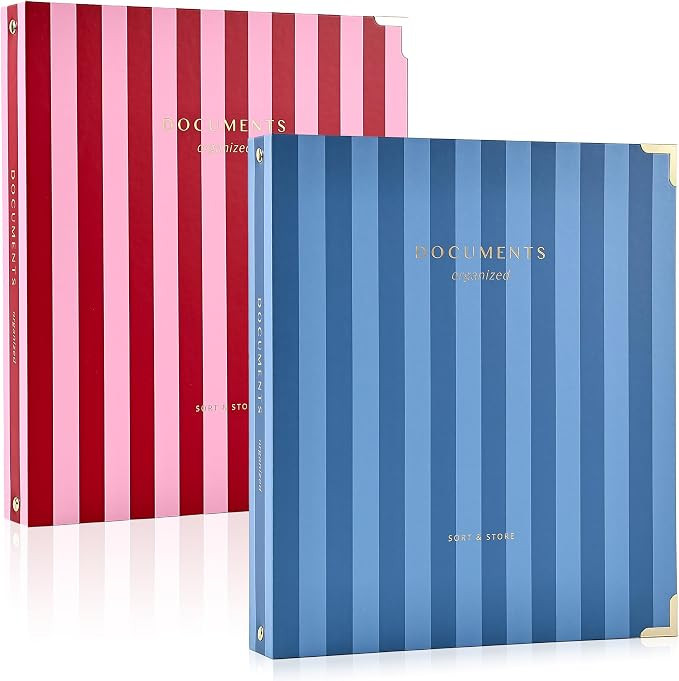 Aesthetic 3 Ring Binder Set of 2 - Sturdy 1 Inch Binder Fits Letter Sized Paper - Striped Three H... | Amazon (US)