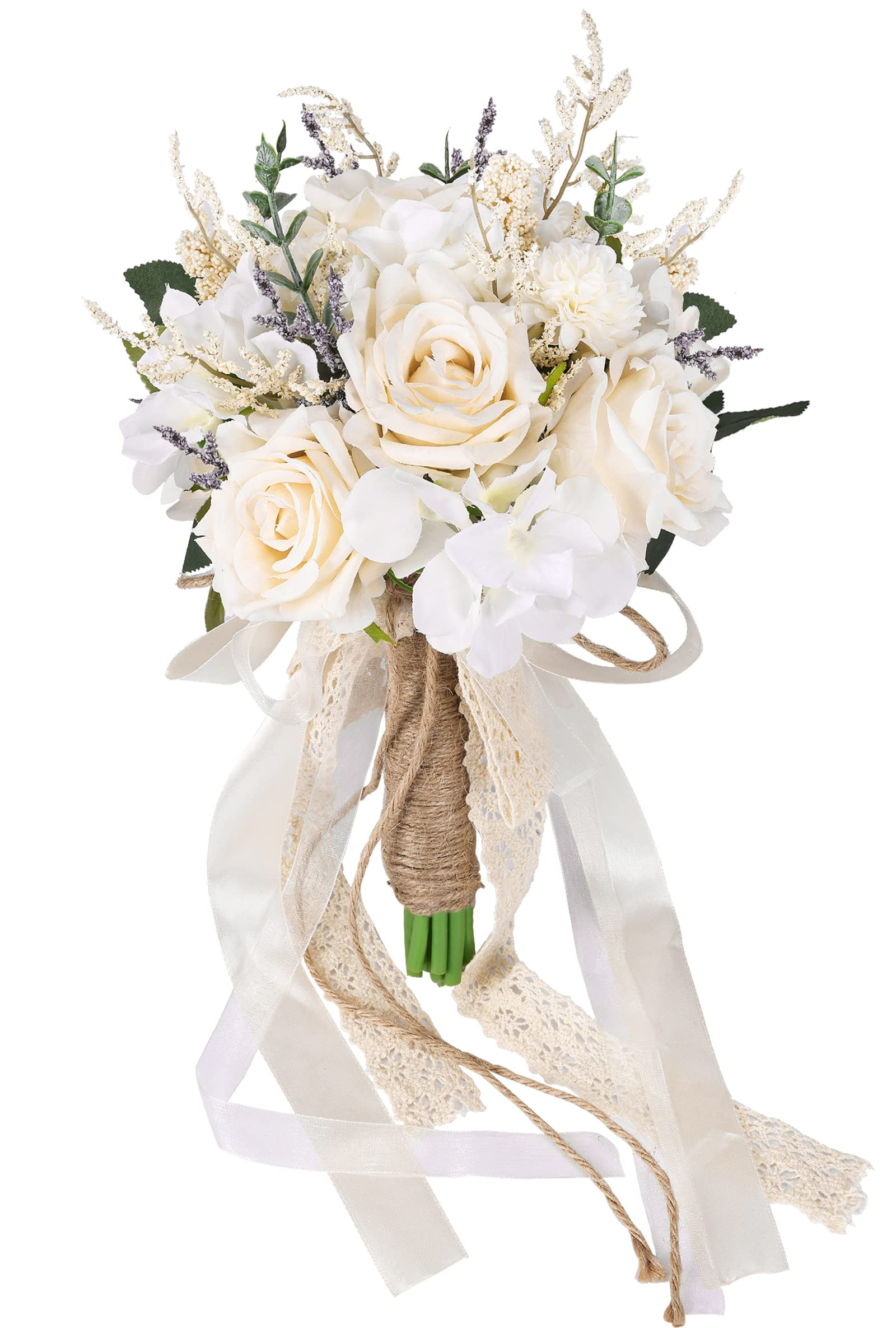 CEWOR Wedding Bouquets for Bride Bridesmaid, White Champagne Artificial Roses Flowers Wedding Dec... | Amazon (US)