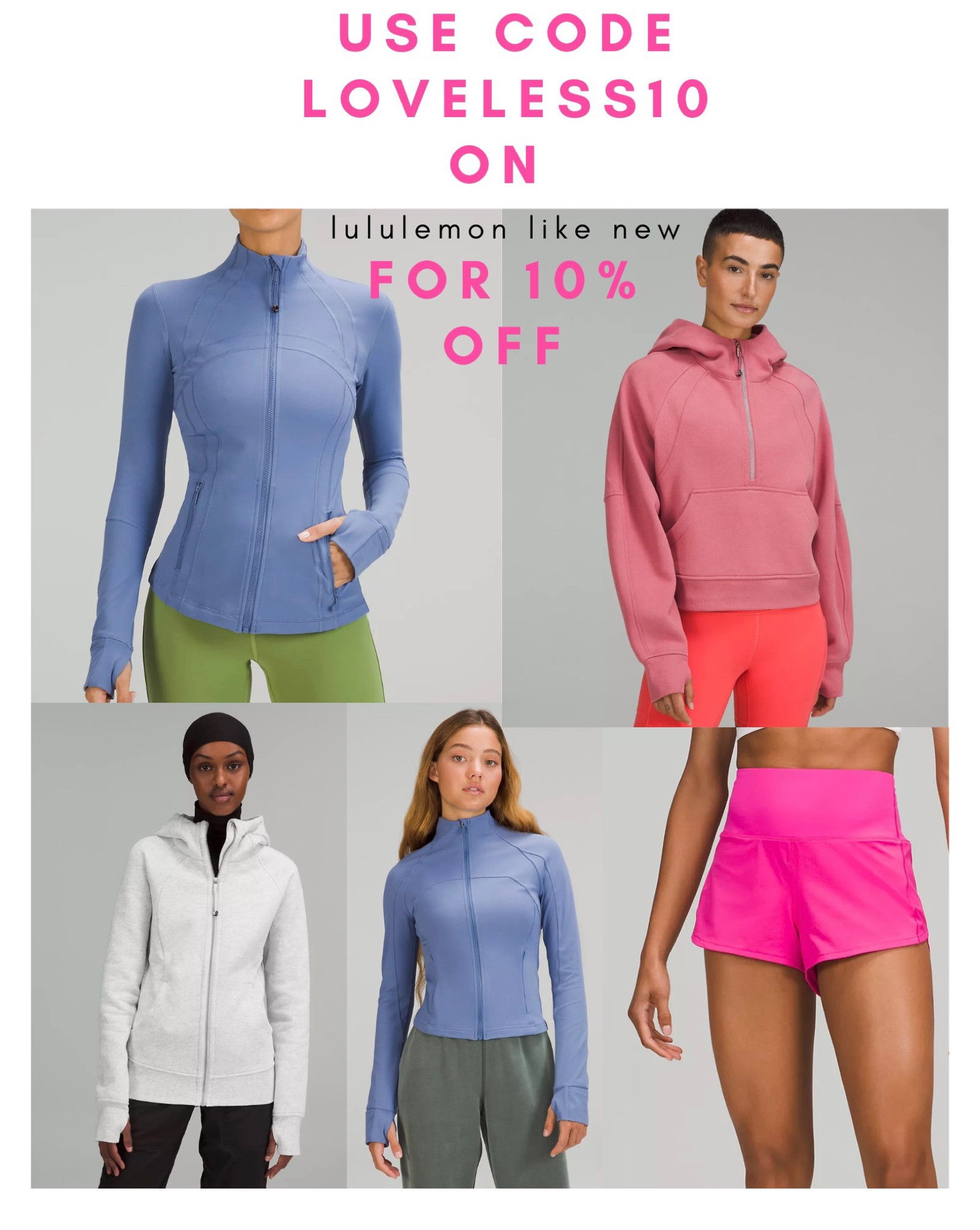 Use code LOVELESS10 on all Lululemon like new orders :)


#LTKSale #LTKfit #LTKsalealert