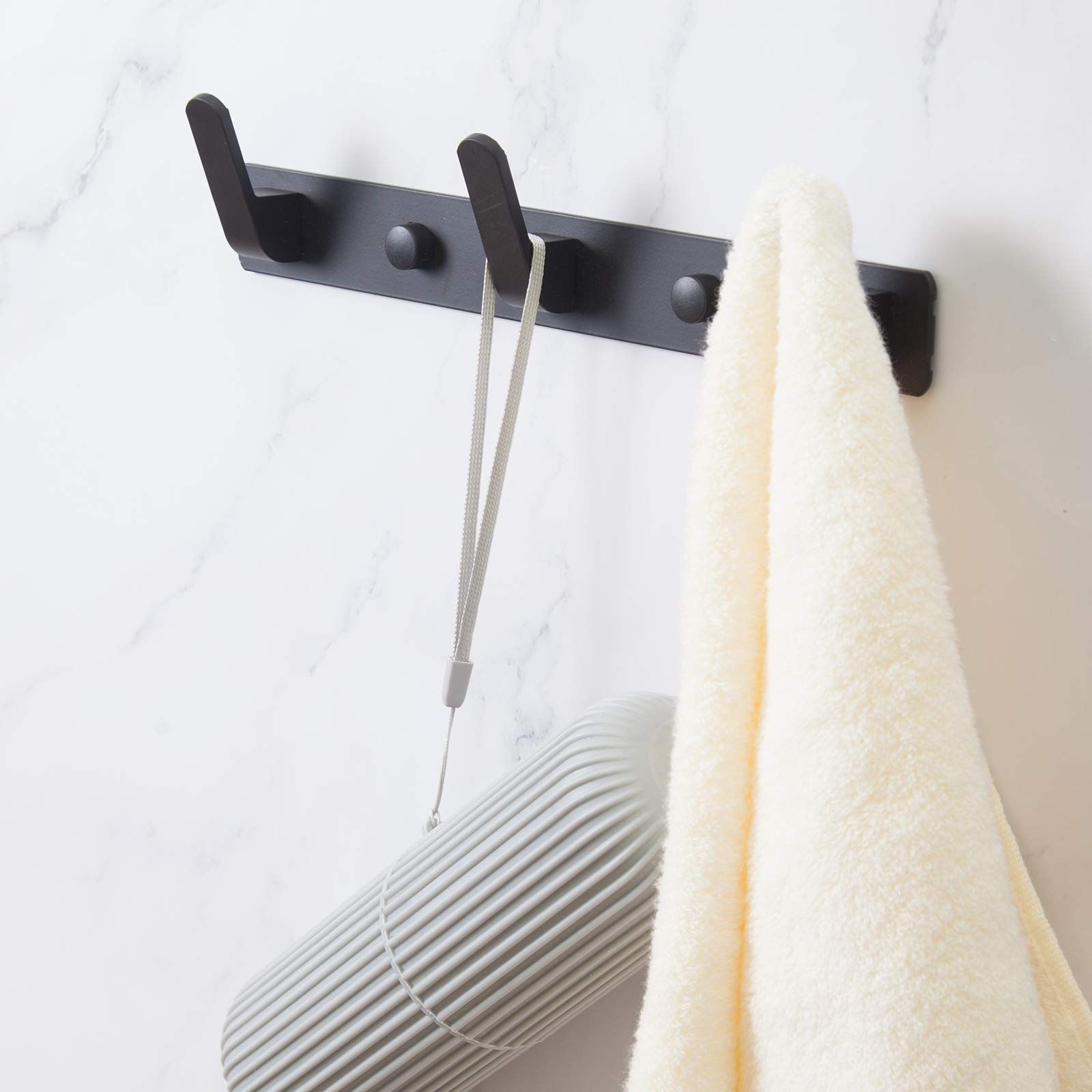 3 Hooks Matte Black Wall Bathroom Towel Hooks Mount Stainless Steel Heavy Duty Shower Wall Coat R... | Amazon (US)