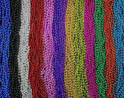 Skeleteen Mardi Gras Beads Necklaces - Assorted Colors Gasparilla Beaded Costume Necklace For Par... | Amazon (US)