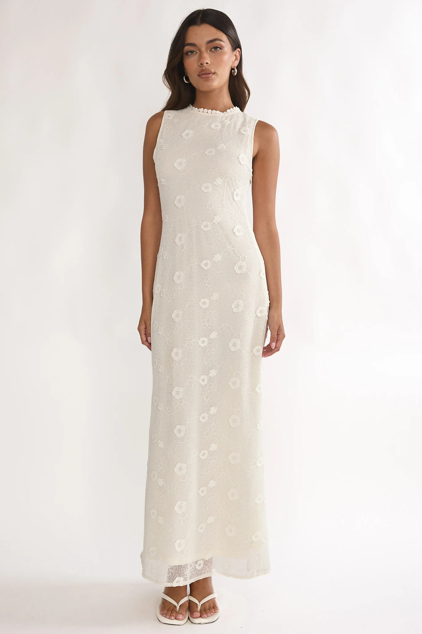 Kensi Sleeveless Crochet Maxi Dress Oat | Shop.com