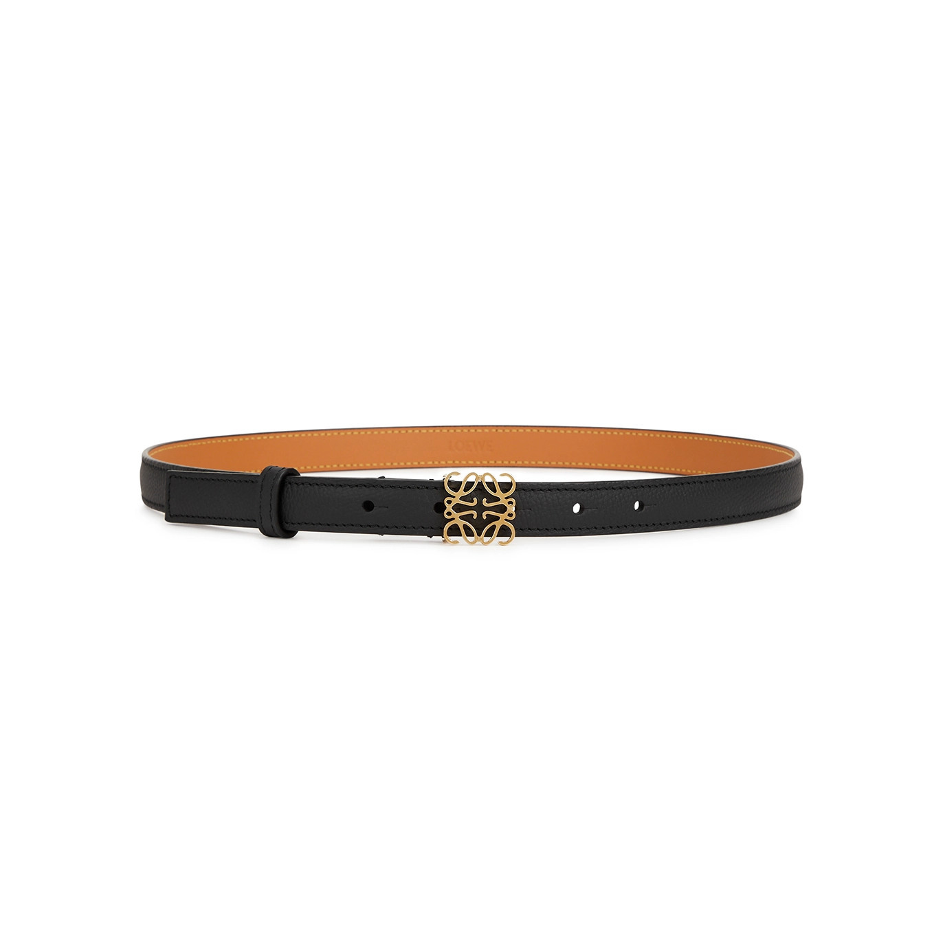 Loewe Logo Grained Leather Belt - Black | Harvey Nichols (Global)