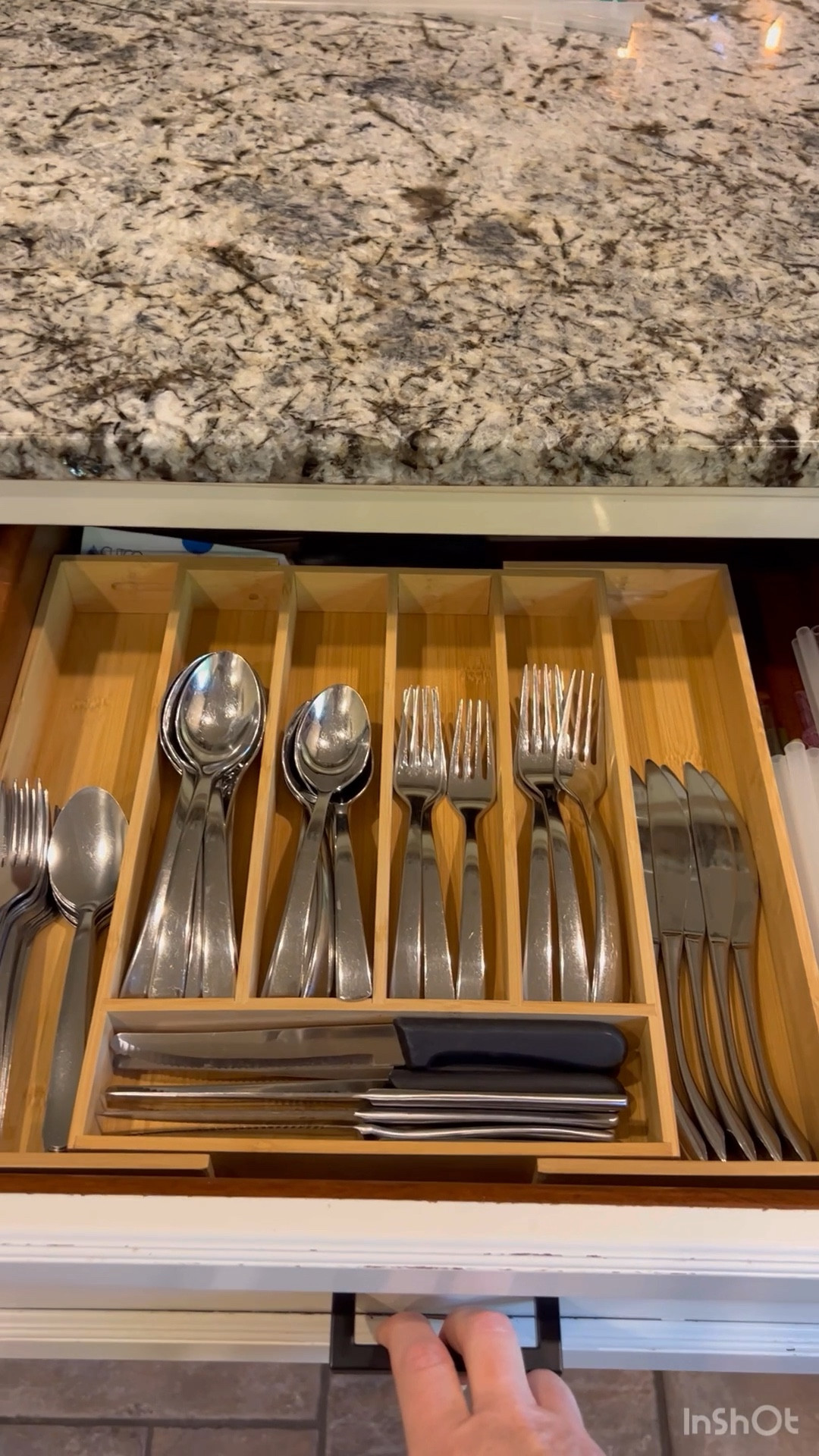 Bamboo silverware organization from Walmart! Love how it expands for more space!
Kitchen organization, container, drawers, Walmart, affordable, wood

#LTKfindsunder50 #LTKVideo #LTKhome