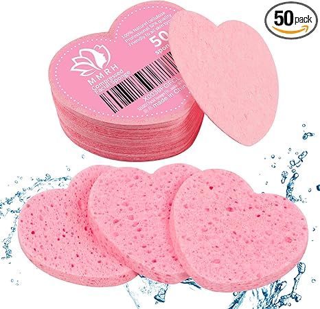 50-Count Heart Shape Compressed Facial Sponges, 100% Natural Cosmetic Spa Sponges for Facial Clea... | Amazon (US)