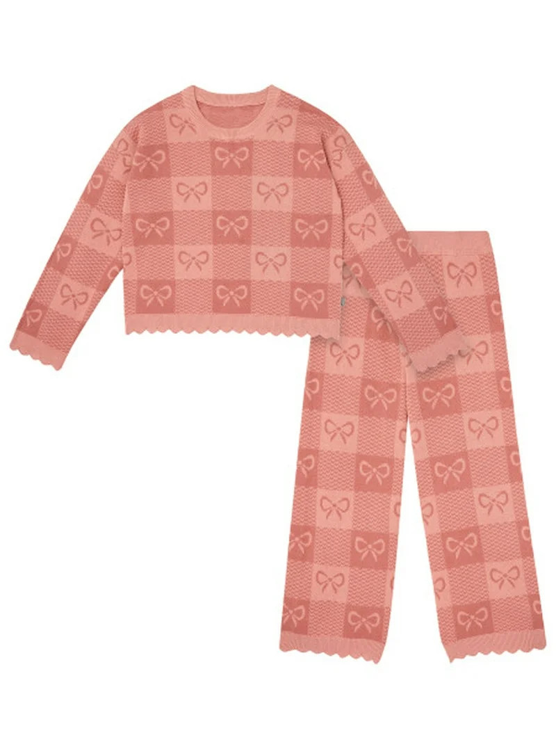 Modern Moments by Gerber Girl Jacquard Seater Knit Top & Pant Set Sizes ( 12 Months - 7 Kids) | Walmart (US)