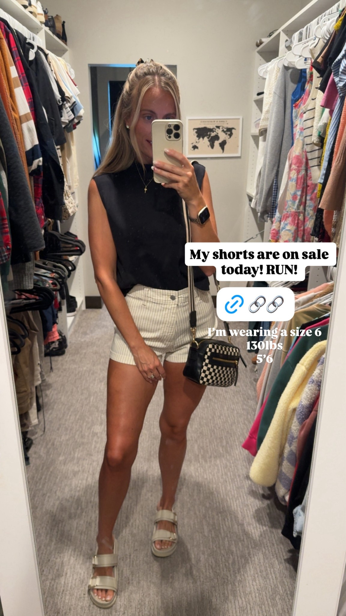 I also own them in red!! There’s so many colors!

#summer #shorts #cream #pinstripe #casual #cute #ootd 