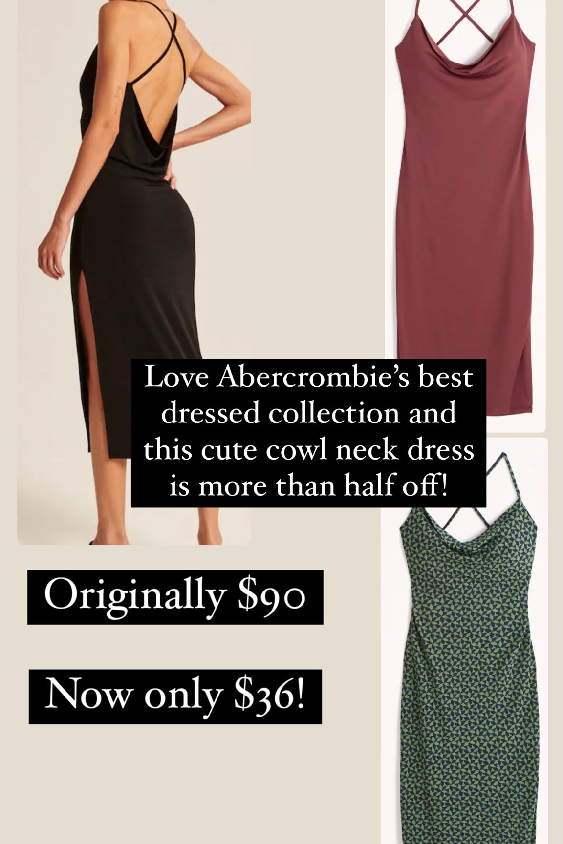Super cute strappy cowl neck dress, perfect for wedding guest or other formal event. 

#LTKwedding #LTKFind #LTKunder50

#LTKunder50 #LTKwedding #LTKFind
