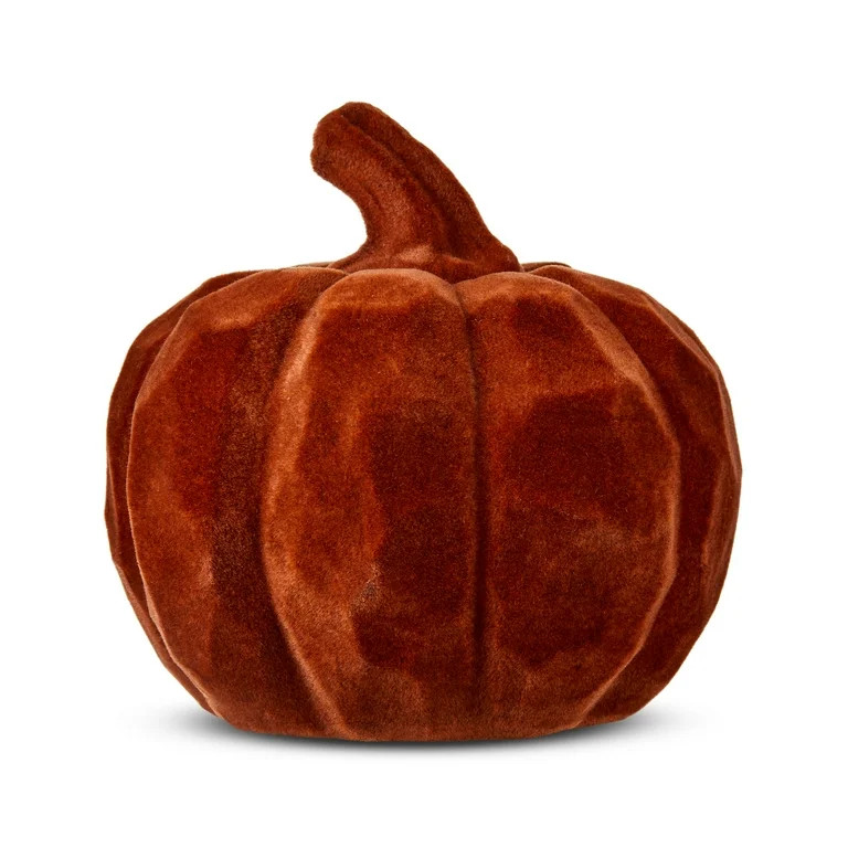 Flocked Resin Pumpkin Tabletop Decor, Orange, 3.5", Fall by Way To Celebrate | Walmart (US)