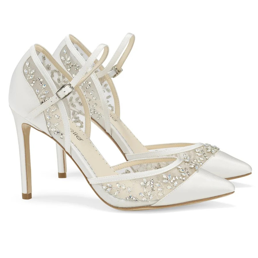 Embellished Illusion Mesh Crystal Wedding Shoes | Bella Belle Shoes