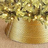 glitzhome Gold Hammered Metal Tree Collar Tree Base Cover Decorative Christmas Tree Ring for Chri... | Amazon (US)