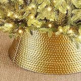 glitzhome Gold Hammered Metal Tree Collar Tree Base Cover Decorative Christmas Tree Ring for Chri... | Amazon (US)