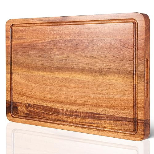 COCOBOSS Acacia Wood Cutting Board for Kitchen Wood Chopping Board - with Juice Slot and Convenient Handles (Medium 15"L x 10"W x 1"Th) | Amazon (US)