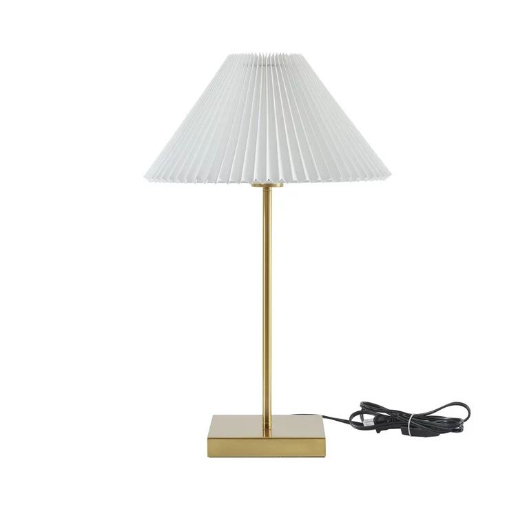 Home Decor Collection Brass Table Lamp with Pleated Shade, 21"H - Walmart.com | Walmart (US)