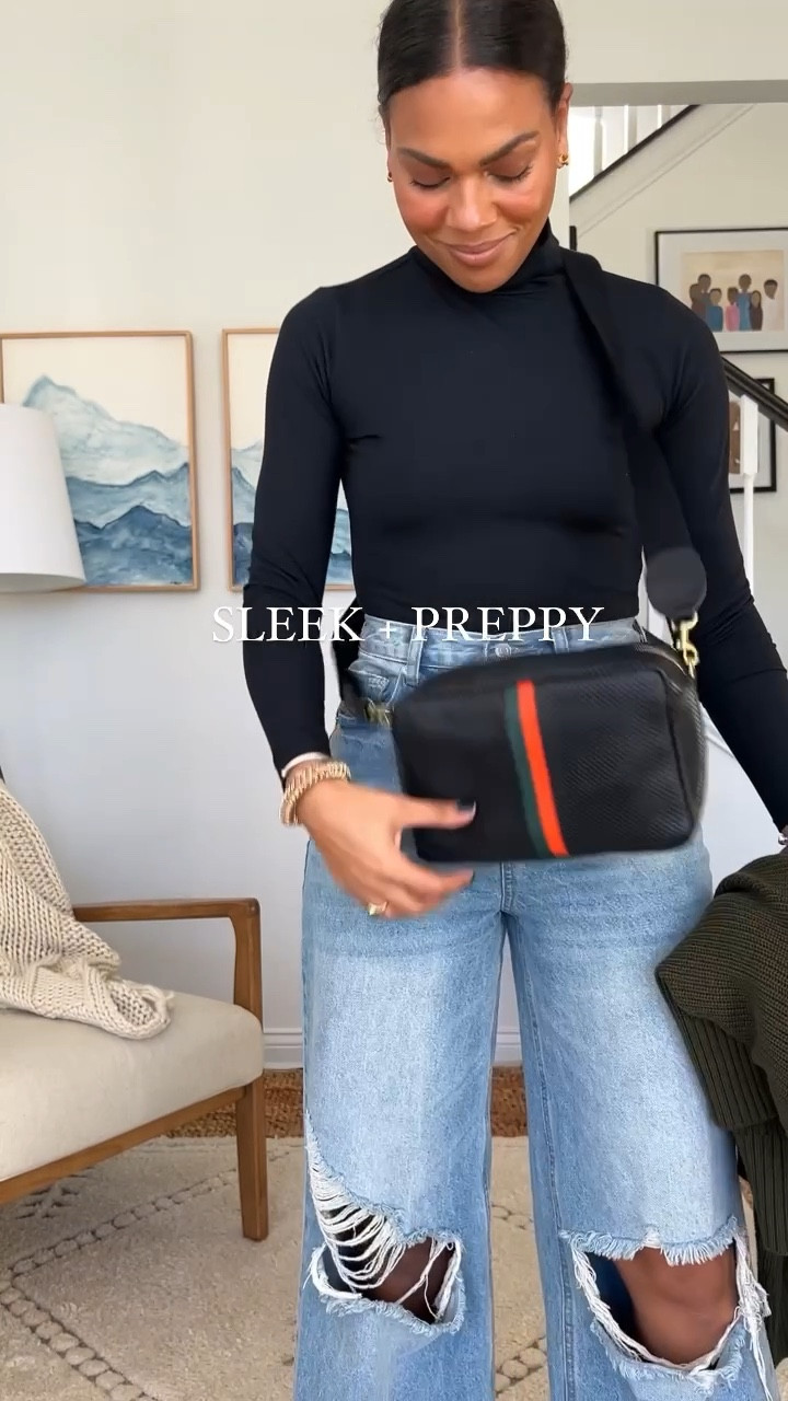 Cross body bag, statement bracelet, cardigan sweater, turtleneck, halter turtleneck dress, square toe boots, leather biker jacket, wide leg jeans, Clare v bag 

#LTKGiftGuide #LTKSeasonal #LTKHoliday