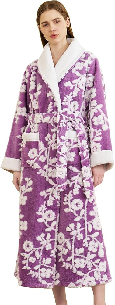 Women's Sherpa Fleece Chenille Robes Long Warm Plush Luxury Bathrobe Fuzzy Thicken Housecoat Jacq... | Amazon (US)