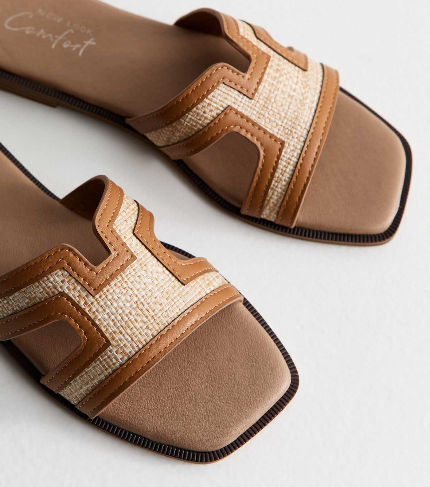 Cream Raffia And Faux Leather Sandals | New Look | New Look (UK)