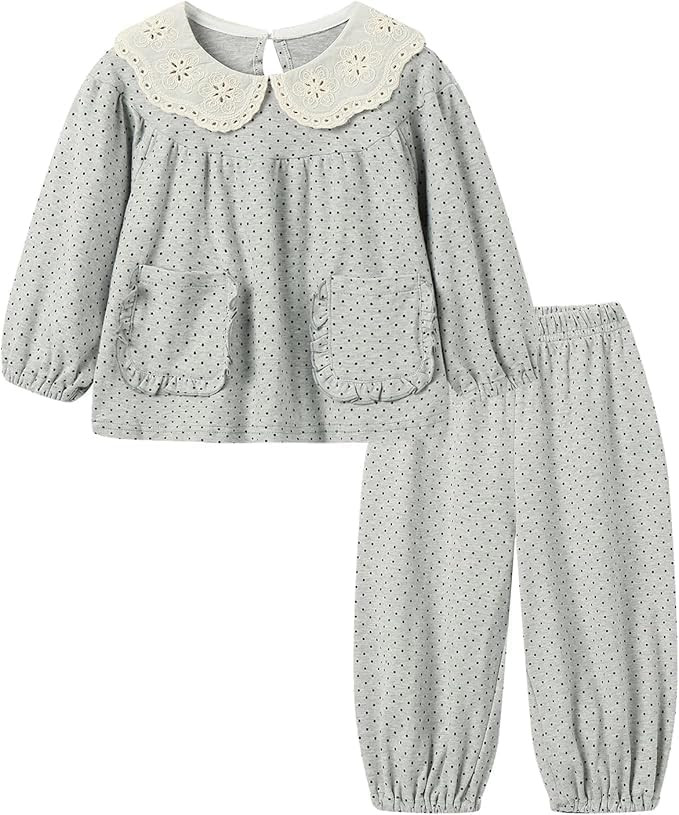 Mud Kingdom Girls Pajamas Set Long Sleeve Top and Pant Girls Peter Pan Collar Sleepwear 2-Piece F... | Amazon (US)