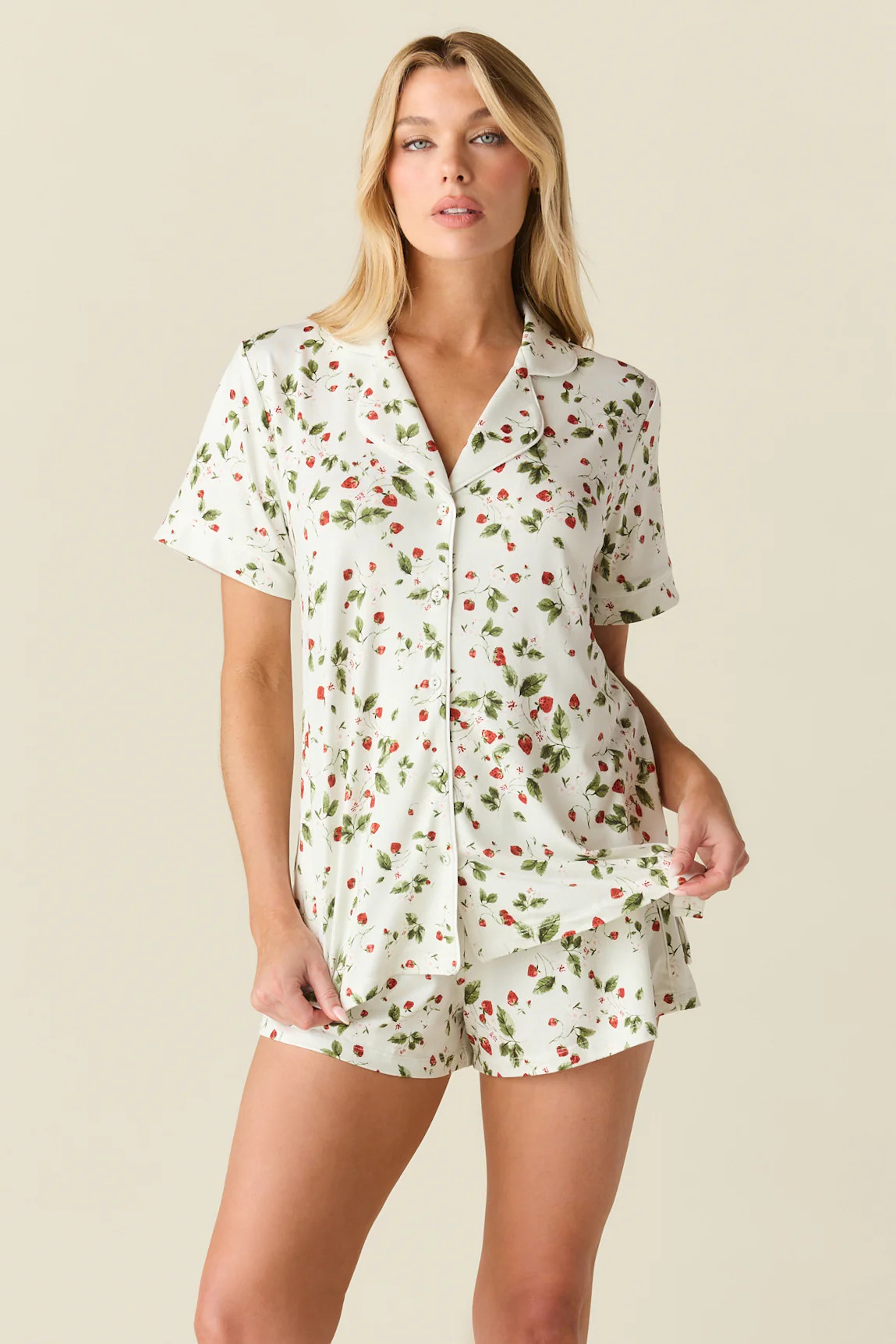 Maren Cloud Jersey PJ Set in Strawberry Bliss | MASONgrey