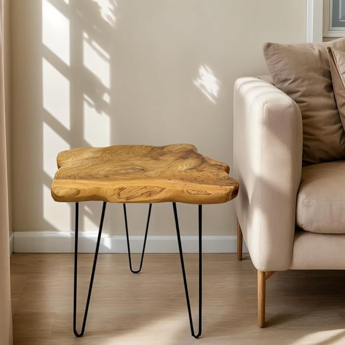 Natural Edge End Table, Live Edge Side Table with Hairpin Legs, Small Natural Wood Coffee Table ... | Amazon (US)