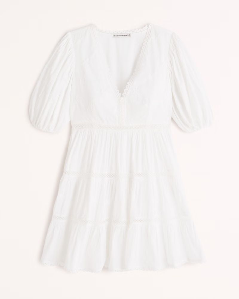 Plunge Puff Sleeve Mini Dress | Abercrombie & Fitch (US)