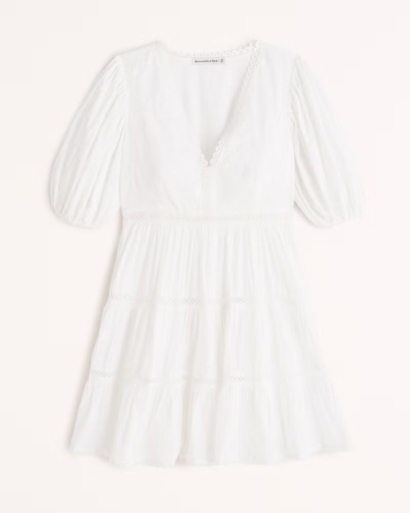 Plunge Puff Sleeve Mini Dress | Abercrombie & Fitch (US)