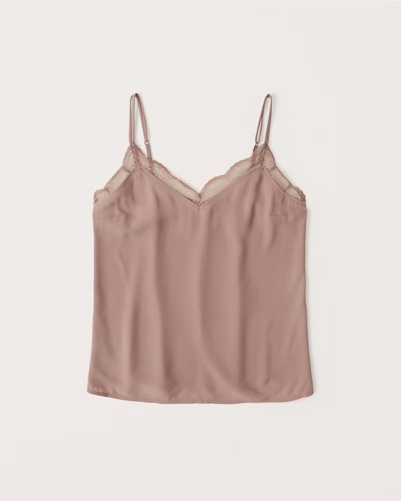 Double Strap Lace Trim Cami | Abercrombie & Fitch (US)