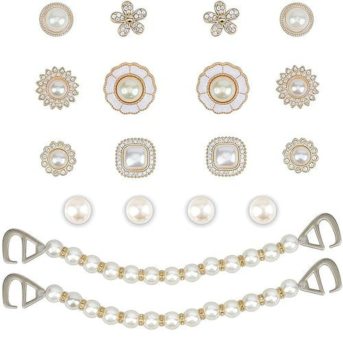 Bling Shoe Charms Cute Shoes Decorations for Women Pearl Chains Pink Shoe Accessories Flower Shoe Charm DIY Own Style | Amazon (US)