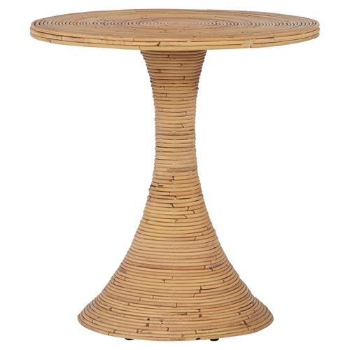 Andi Global Bazaar Brown Rattan Round Pedestal Accent Table | Kathy Kuo Home