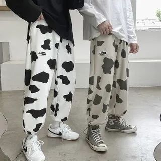 Cow Print Drawstring-Cuff Pants | YesStyle Global