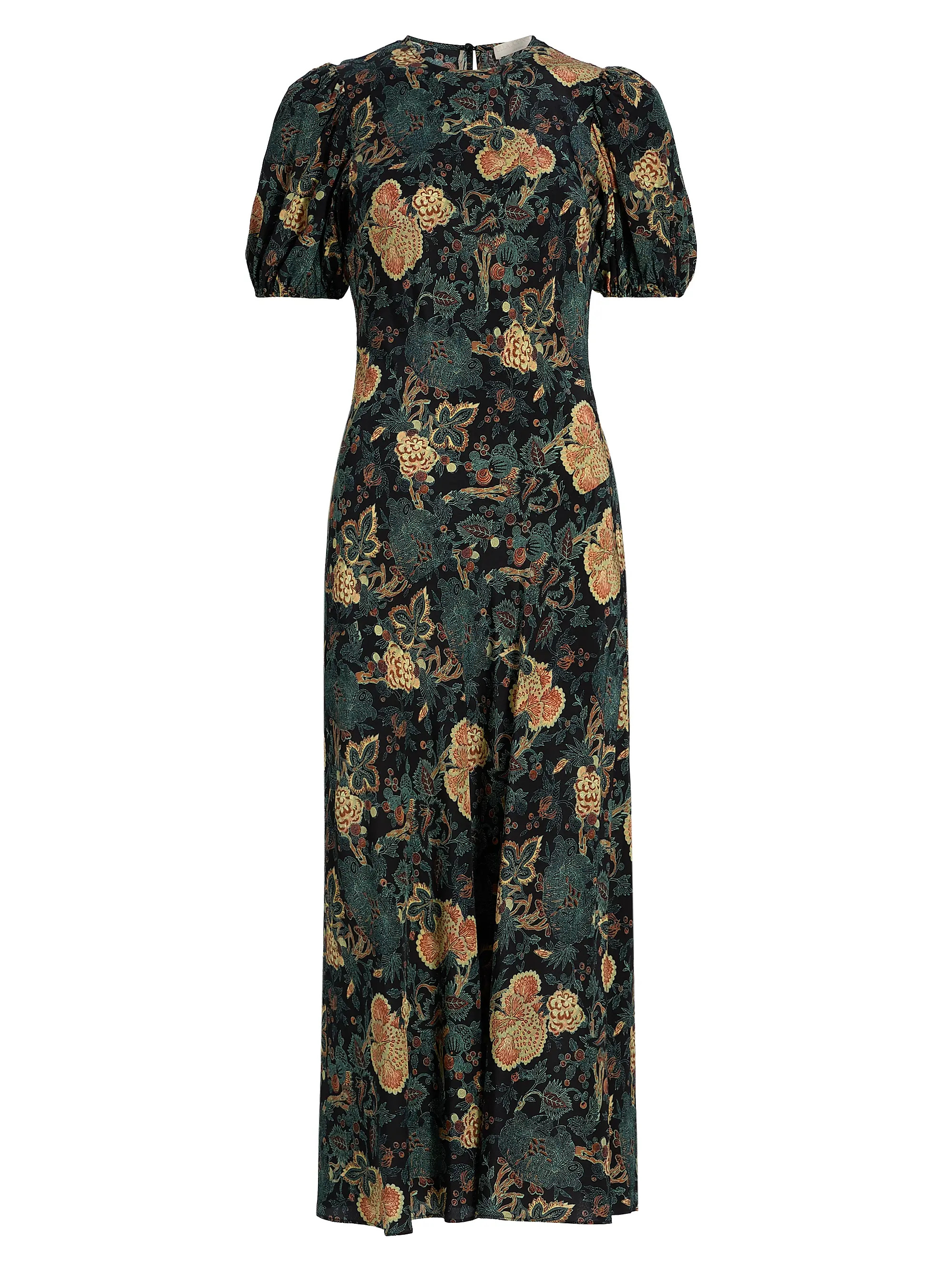 Ulla Johnson Ines Floral Silk Puff-Sleeve Midi-Dress | Saks Fifth Avenue | Saks Fifth Avenue