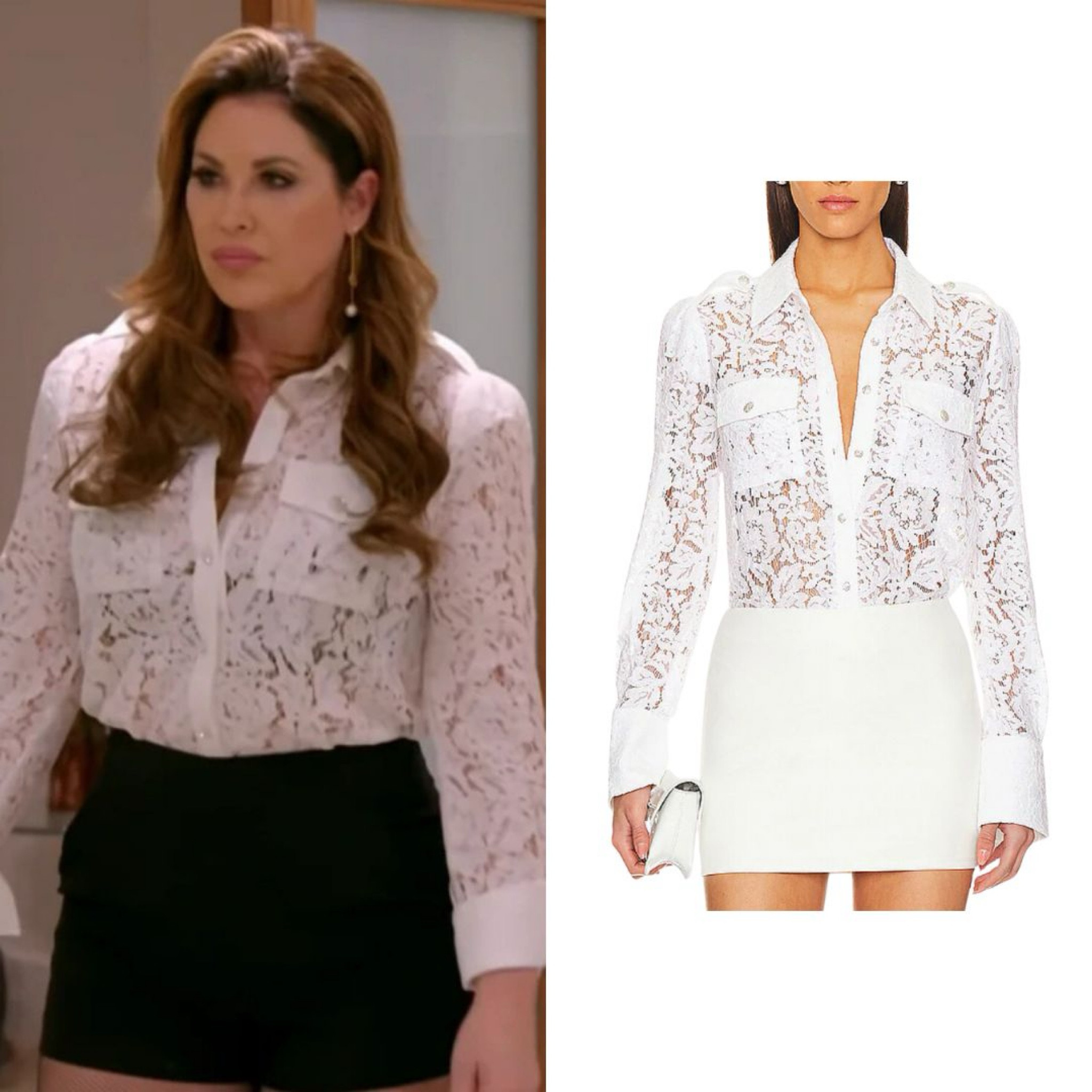Emily Simpson’s White Lace Shirt