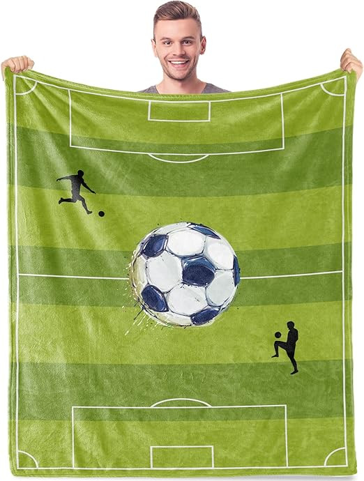 Soccer Throw Blanket Gift Sport Blanket for Boys Men, Soccer Fan Gift for Sport Fan Kids Adults, ... | Amazon (US)