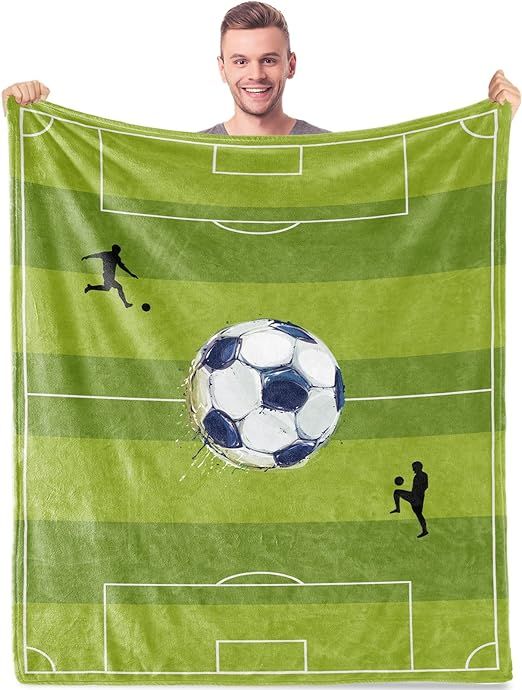 Soccer Throw Blanket Gift Sport Blanket for Boys Men, Soccer Fan Gift for Sport Fan Kids Adults, ... | Amazon (US)