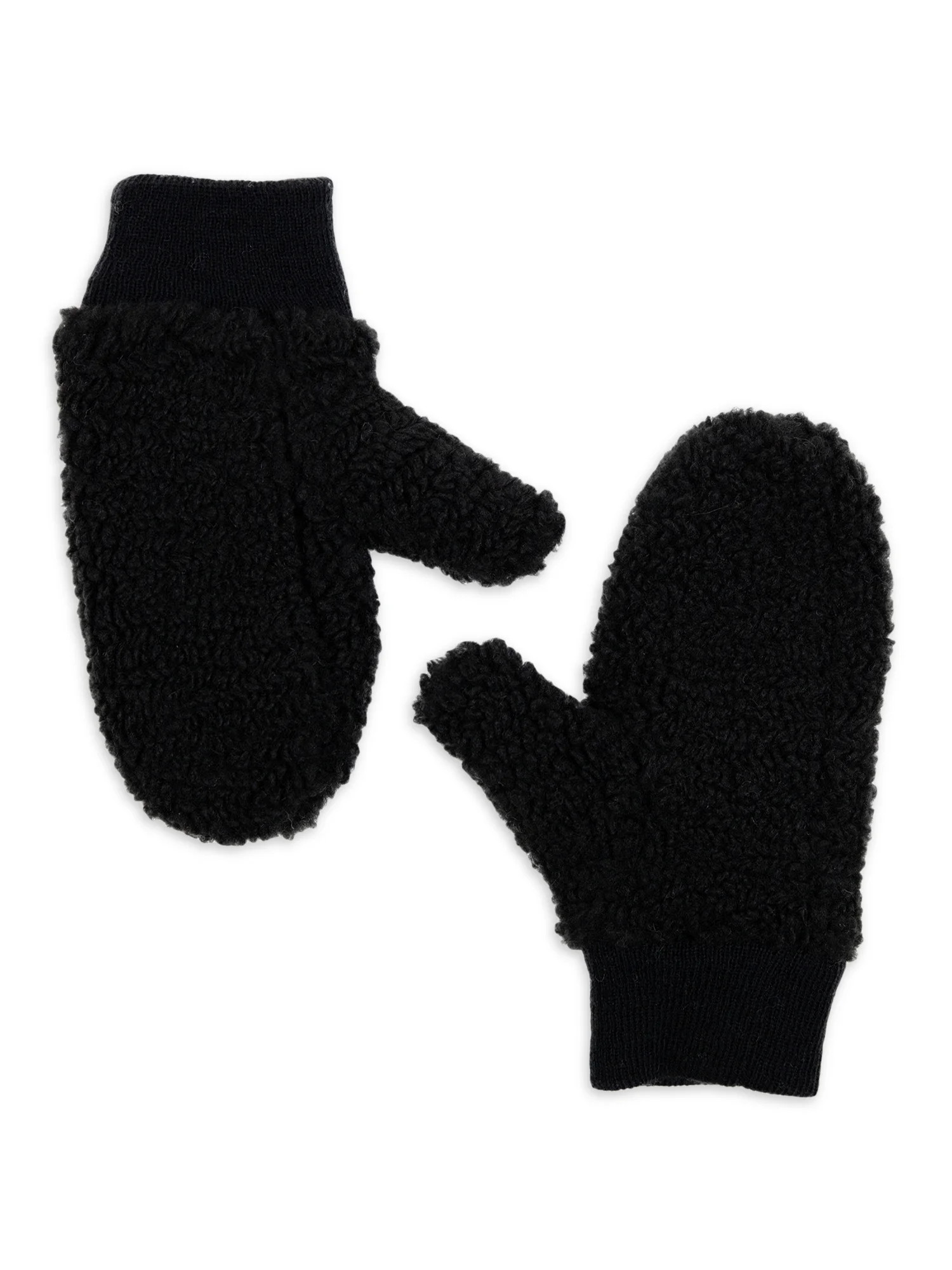 Time and Tru Women's Faux Sherpa Teddy Mittens | Walmart (US)