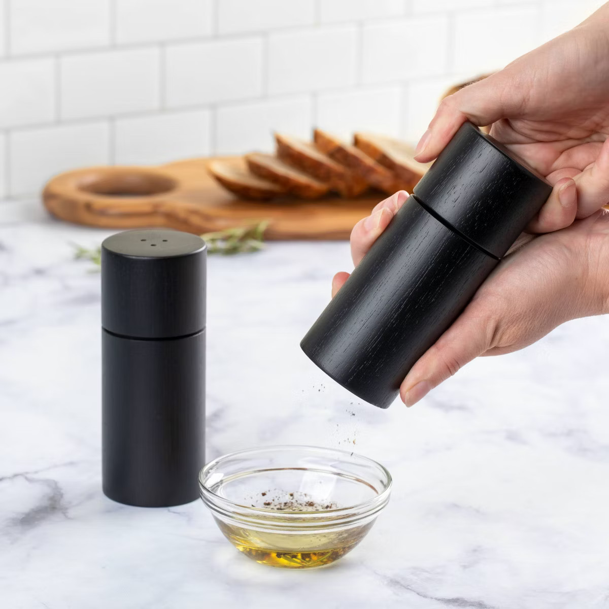 2pc Acacia Round Salt and Pepper Grinder Set Black - Threshold™: 5" Height, 63 Volume Capacity,... | Target