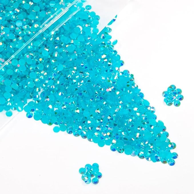 8000PCS 3mm Teal Blue AB Resin Rhinestones for Crafting Turquoise Blue AB Flatback Jelly Stones G... | Amazon (US)