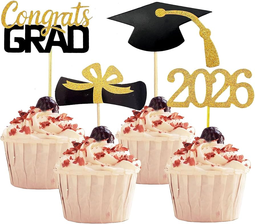 2026 Graduation Cupcake Toppers, 48 PCS Food/Appetizer Picks For Graduation Party Mini Cake Decor... | Amazon (US)