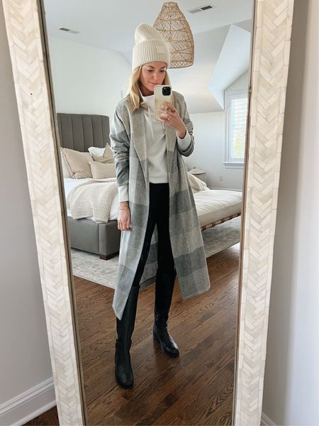 Spanx new pullover in white (size small) 10% off with code KENDALLXSPANX // exact coat is old AYR // boots are by Anaki Paris 

#LTKFind #LTKstyletip