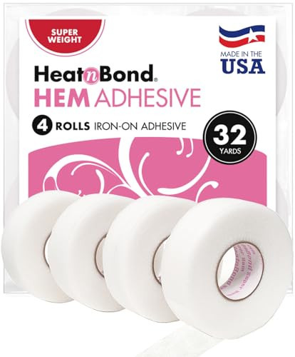 HeatnBond Iron On Hemming Tape - No Sew Hemming Tape for Pants, Dresses, and Curtains - Fabric Tape for Hemming - Heat and Bond Tape - Made in USA - 4 Rolls (3/4 Inch x 8 Yards Each), 32 Yards, White | Amazon (US)