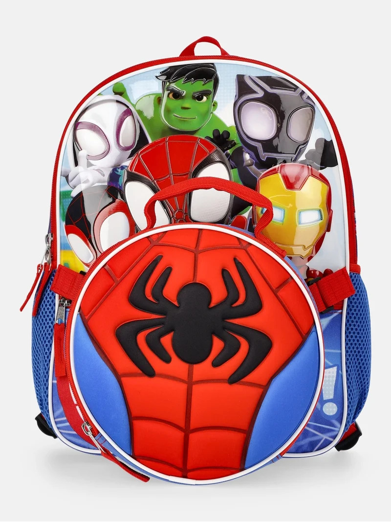 Marvel Spidey and Friends 14" Toddler Backpack with Lunch Kit - Blue | Walmart (US)