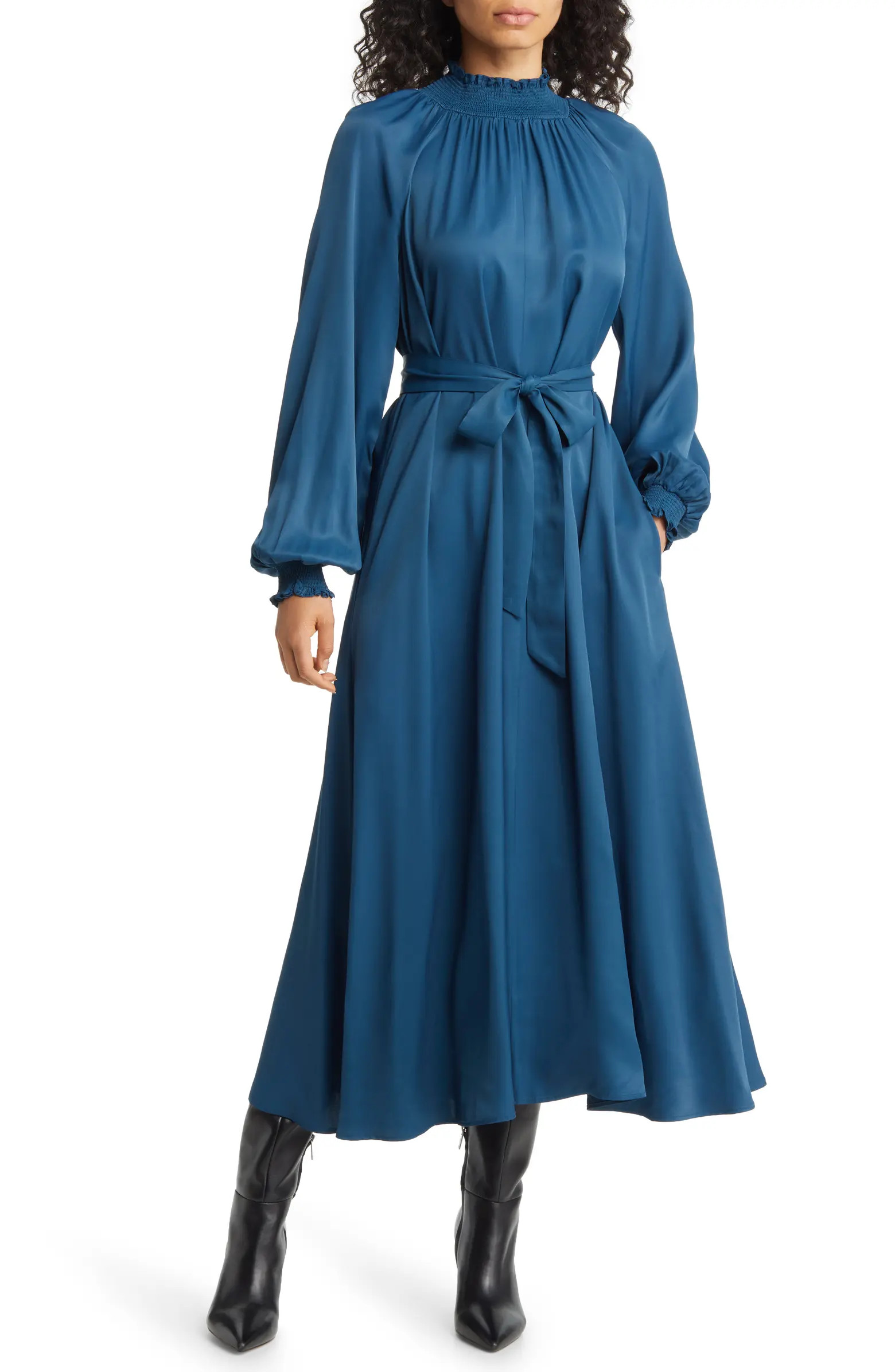 Smocked Neck Long Sleeve Dress | Nordstrom