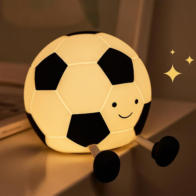 Soccer Night Light for Kids, Cartoon Soccer Lamp Squishy Silicone Baby Nursery Night Light With 3... | Amazon (US)