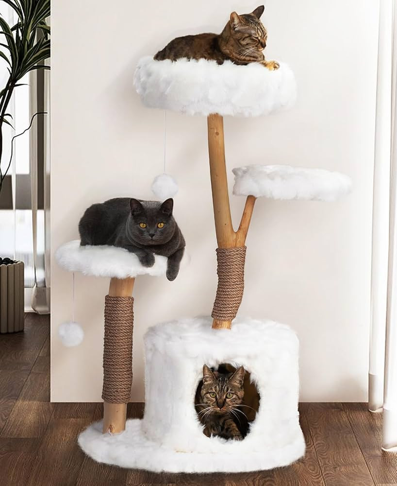 COZIWOW Cloud Cat Tree Tower, Solid Natural Wood Branches, Modern, Aesthetic, Unique, Cat-Approve... | Amazon (US)
