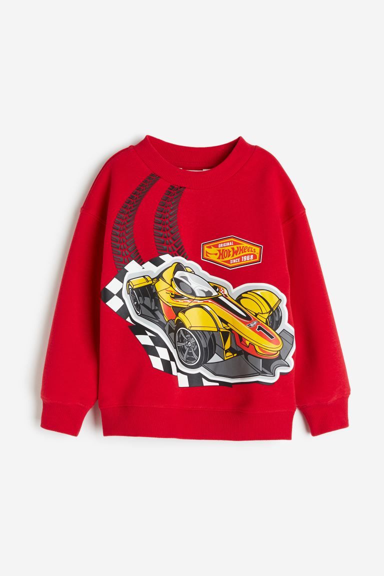 Oversized Printed Sweatshirt - Red/Hot Wheels - Kids | H&M US | H&M (US + CA)