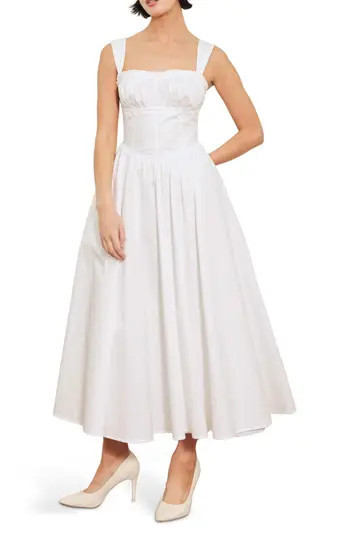 FREEMARKET Cotton Midi Dress in White at Nordstrom Rack, Size Medium | Nordstrom Rack